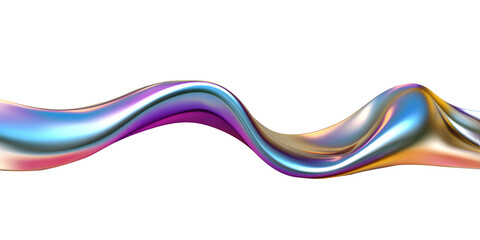 Poster - 3d rendering multicolored flowing abstract iridescent wave shape. generative ai