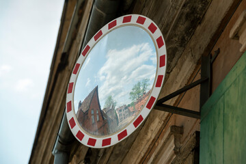 Wall Mural - Road mirror on the wall.