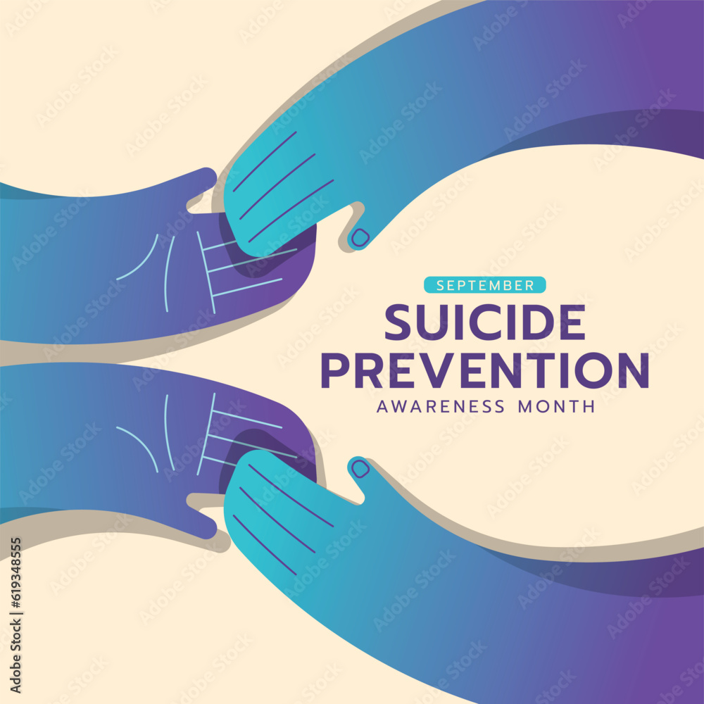 Suicide prevention awareness month - Teal purple human hands hold care ...