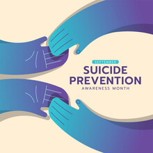 Suicide Prevention Awareness Month - Teal Purple Human Hands Hold Care And Connection To Give Hope Hands Vector Design