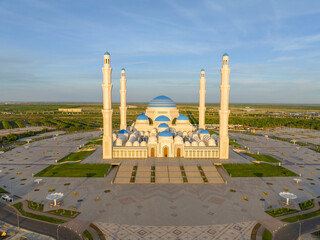 The Grand Mosque in Astana, Kazakhstan. The main dome of the mosque is the largest of its kind in the world.