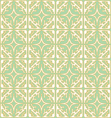 Wall Mural - Traditional chinese pattern, seamless asian texture. Abstract geometric decorative light green background. Flat style tile ornament. Vector wallpaper