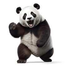 Standing Panda With Claws, Isolated On Transparent Background. Generative Ai
