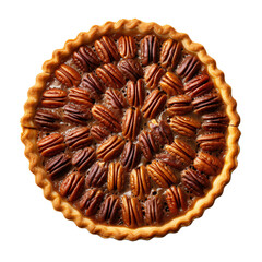Wall Mural - Delicious and beautiful pecan pie, top view. Design element for cafe, cooking, kitchen. Isolated on transparent background. KI.