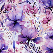Lavender Flowers Seamless Pattern. Watercolor Natural Illustration Of Provence Herbs On A White Background. AI