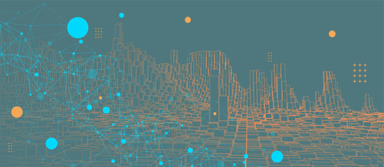 square pattern. wireframe background. futuristic vector illustration.