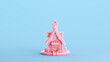 Pink gingerbread house cake decorated soft gen z kitsch blue background 3d illustration render digital rendering