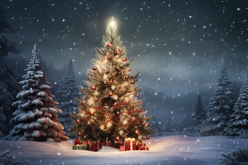 christmas tree in the night