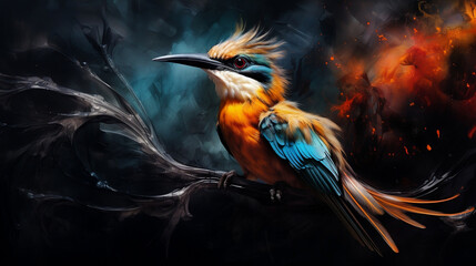 Sticker - Abstract Bird on a Dark, Generative Ai