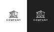 Initial IL home logo with creative house element in line art style vector design template