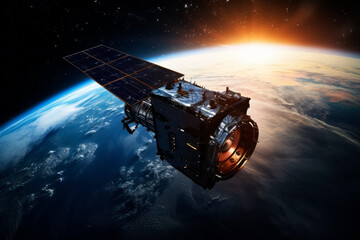 Wall Mural - space telescope over the planet. generative ai