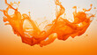 canvas print picture - Orange Ink Splash Under Water, Generative Ai