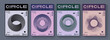 © t1m0n344 - Set Of Cool Abstract Geometric Posters. Optical Illusion Circle Shape Element. Rave Acid Graphic Design. Swiss Design Retro Placard.