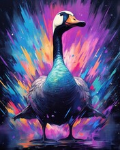 Goose  Form And Spirit Through An Abstract Lens. Dynamic And Expressive Goose Print By Using Bold Brushstrokes, Splatters, And Drips Of Paint. Goose Untamed Energy Cute Goose Poster