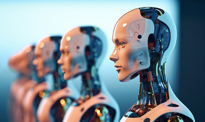 Poster - An Artificial intelligence robot. Modern futuristic cyborg robot illustration