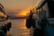 Luxury boats at Poros island in Greece against the sunset. Sailing in Greece.

