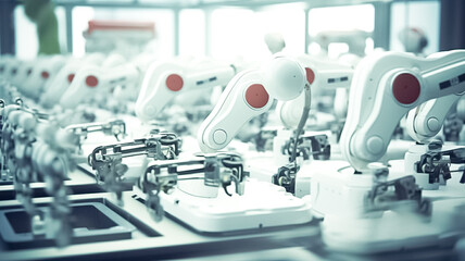 Wall Mural - smart robotic. the robot for smart technology manufacturing process. generative ai