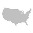 Vector map of the state of New Hampshire highlighted highlighted in bright pink on a map of United States of America.