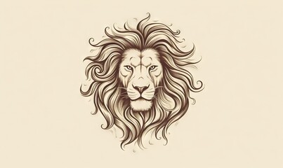 Wall Mural -  a drawing of a lion's head with long hair.  generative ai