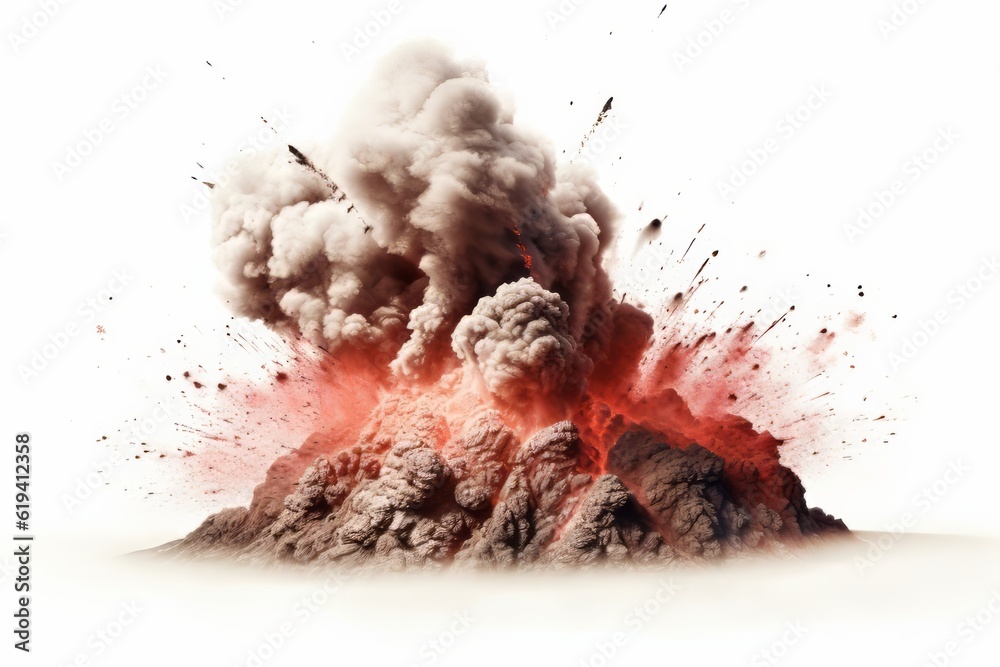 Volcanic Mountain In Eruption, transparent background. Generative AI ...