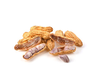 Wall Mural - Heap of boiled peanuts on white background