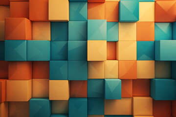 Wall Mural - 4k abstract wallpaper colorful design, shapes and textures, colored background, teal and orange colo