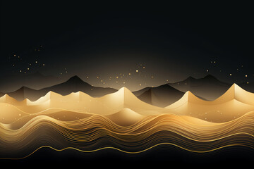 Wall Mural - gold mountain wallpaper design with landscape line arts, golden luxury background design for cover, 