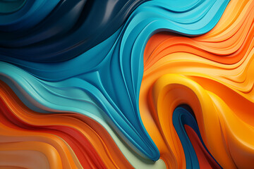 Wall Mural - 4K Abstract wallpaper colorful design, shapes and textures, colored background, teal and orange colors.