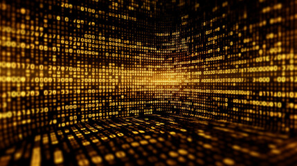 Wall Mural - Digital binary code matrix background.