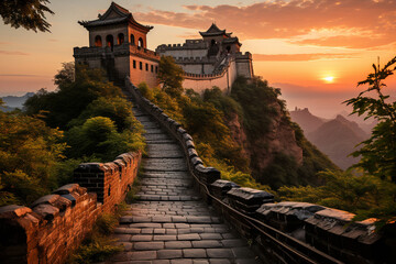 Poster - great wall. Generative AI technology.
