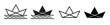 © kru - Craft paper boat vector icon set. Origami toy boat shape icons.
