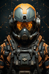 Poster - The collage incorporates various shapes and patterns, representing elements such as helmets, grenades, and military vehicles. Generative AI technology.