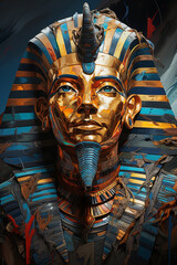 Poster - In this artwork, the Great Sphinx is reimagined through an abstract expressionist lens. Generative AI technology.