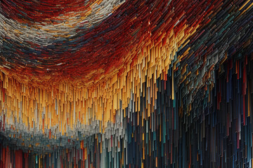 Poster - A visualization of data integration as a tapestry, with threads representing different data sources woven together to create a cohesive and comprehensive data landscape. Generative AI technology.
