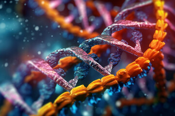 Poster - A network of interlocking DNA strands, representing the complexity and intricacy of genetic information. Generative AI technology.