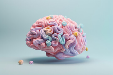 Poster - A pastel-colored brain with gentle swirls and soft gradients, evoking a sense of calm and tranquility. Generative AI technology.