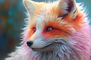 Poster - A pastel fox with a fluffy coat and expressive eyes, its pastel palette capturing the elusive and enigmatic nature of this clever creature. Generative AI technology.