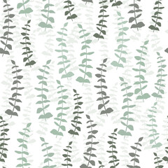 Wall Mural - Gentle seamless pattern with silver eucaliptus leaves and branches