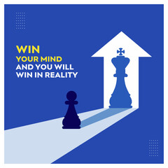 Win you Mind, Creative Concept, Inspirational, Business Growth, Skill Development, Employee Motivational Vector Design Post