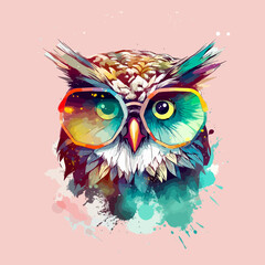  art owl animal color illustration poster design