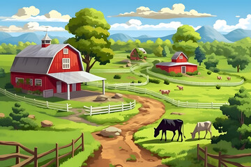 Wall Mural - landscape farm Made with Generative AI