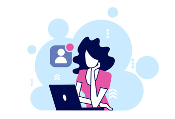 Wall Mural - Vector of a woman working on laptop computer