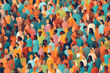 Socially Diverse Community Crowd. The Concept Of Multiculturalism And Social Diversity, Symbolizing The Unity And Shared Humanity Within Diverse Societies