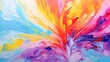 An abstract backdrop featuring a mix of thick and fluid paint strokes in vibrant rainbow colors, exuding joy, positivity, and a celebration of life's vibrant spectrum. Generative AI. 
