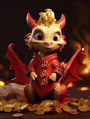 Poster - 3D chinese new year background. Year of the dragon chinese zodiac