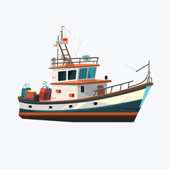 Wall Mural - Fishing boat vector isolated on white