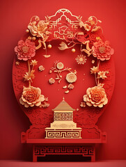 Sticker - 3D podium background themed chinese new year