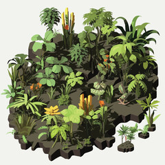 Sticker - jungle vegetation isometric vector flat isolated illustration