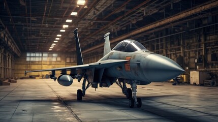 Fighter jet of air force, Fighter jet military airplane parked at airport ready to take off.