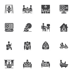 Wall Mural - Co-working space vector icons set